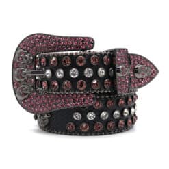 Skull Black bb belt with pink stones